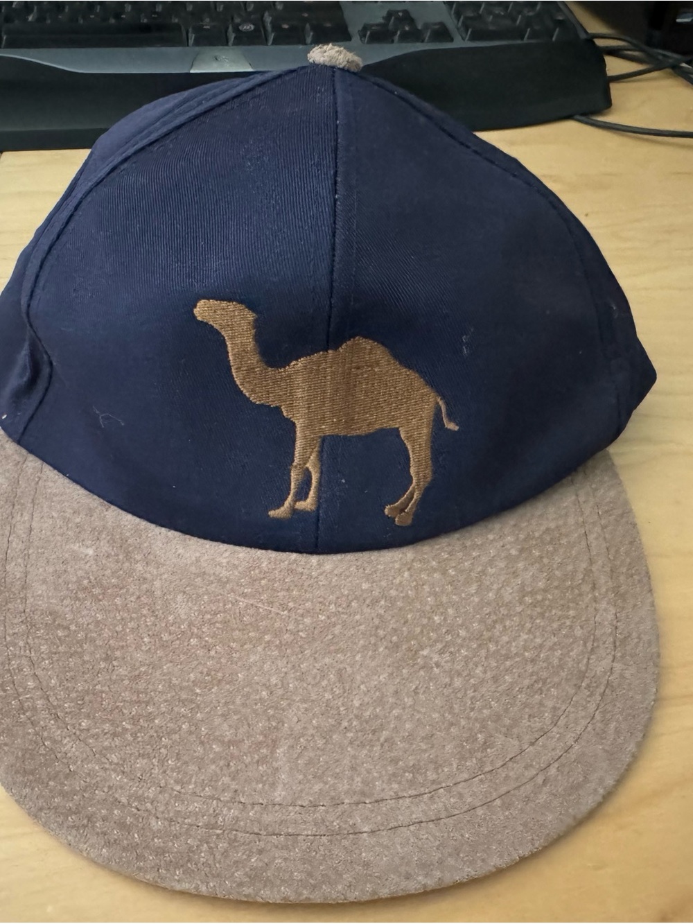 Navy & Brown Camel Embroidered Baseball Cap